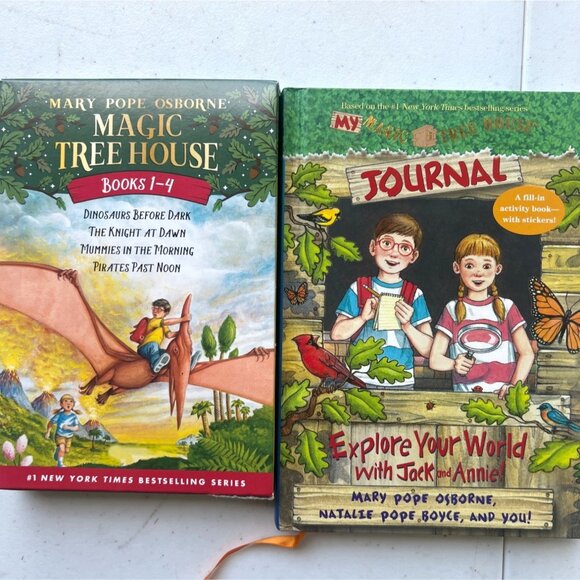 Magic Tree House Books 1-4 & Journal Dinosaurs Medieval Castle Pyramids & Pirate - Picture 1 of 6